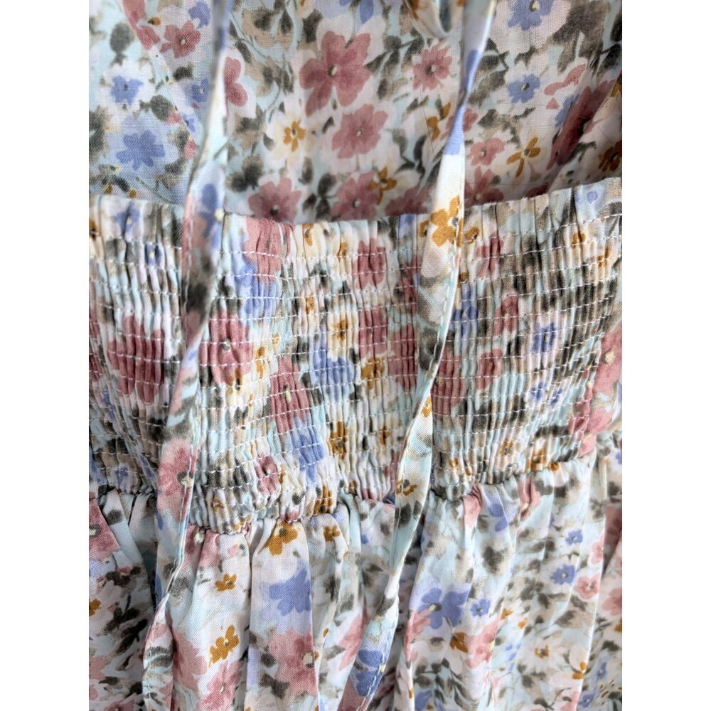 Mable Floral Puff Sleeve Smocked Mini Dress Size M Cottagecore - Picture 4 of 8
